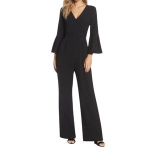 Eliza J Bell Sleeve Wide Leg Black Jumpsuitsuit 16W